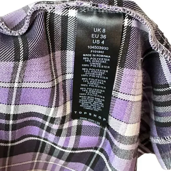 Topshop Lilac Plaid Mini Skirt EUC - Picture 7 of 9
